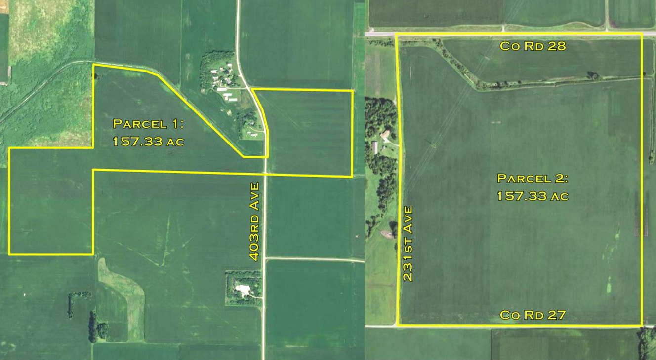 157.33 ac of Nicollet Co & 131.4 ac of Le Sueur Co Farm Land Mages Land Company & Auction